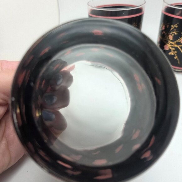 Vintage Cutler Glasses Japanese Pink Cherry Blossoms Mid-Century Modern Set of 4 - Picture 14 of 16